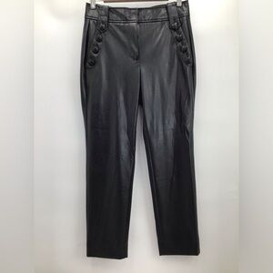 White House Black Market Jolie Straight -Leg Black Faux Leather Pants